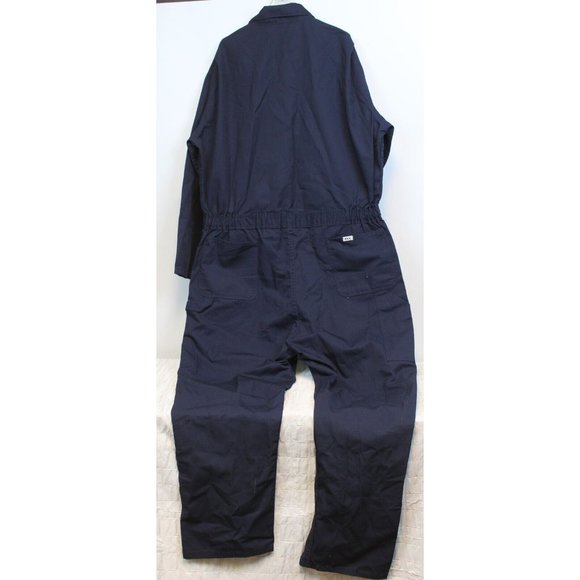 VTG Key Blue Mechanics Work Uniform Jumper Collared Button Zipper Pockets - Picture 4 of 7